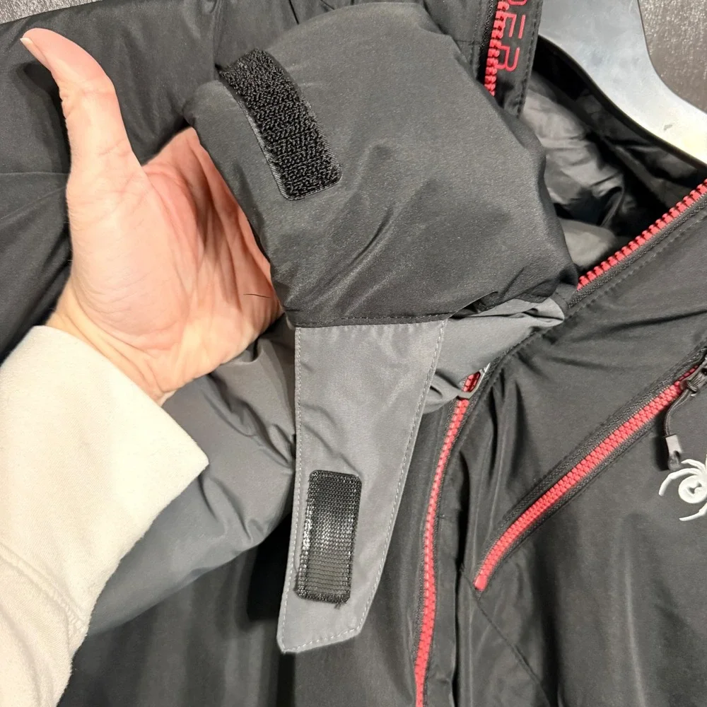 Spyder Men's city to Slope Ski Jacket Black‎ Gray Red Full Zip Hooded M
